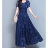 Summer New Women's Short Sleeve Printed Dress Slimming Waist Flared Long Skirt Korean Style Elegant Fashionable Casual Dress