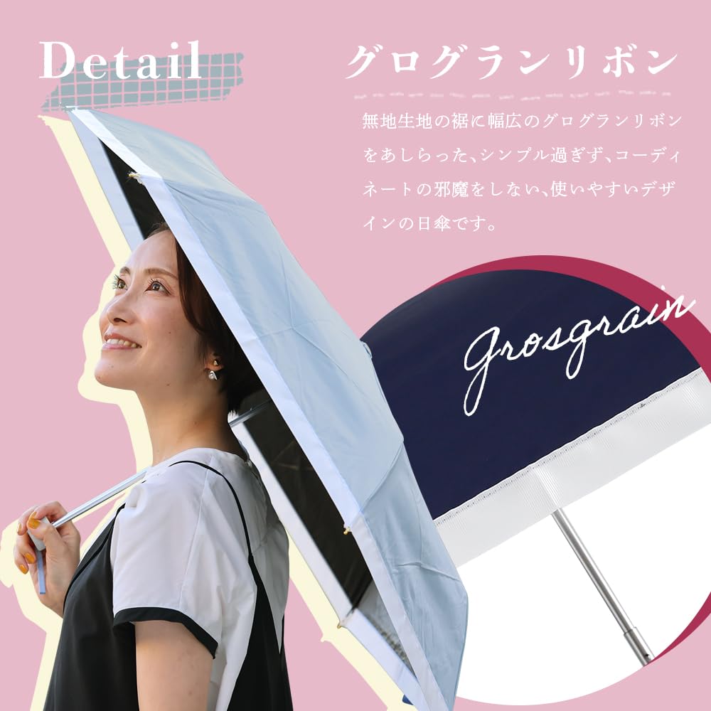 Ogawa Folding Light Blocking UV Blue For Sunny or Rainy Water Grosgrain Family LINEDROPS 57419 Parasol, Women's Umbrella, Rate, 99.9% Protection,