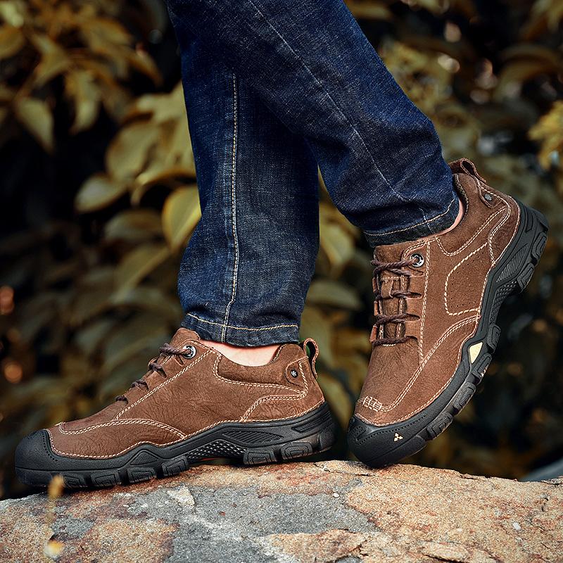 Freizeit Walking Klettern Herrenschuhe Outdoor Camping Wanderschuhe Herren Echtes Leder Sportsneaker Mann Reise Freizeitschuhe
