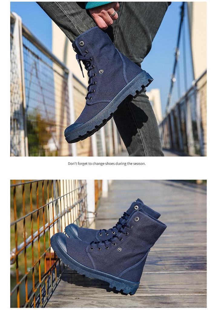 Botas Martin de Lona de Cano Alto com Sola Grossa - Sapatos Esportivos Outdoor da Moda