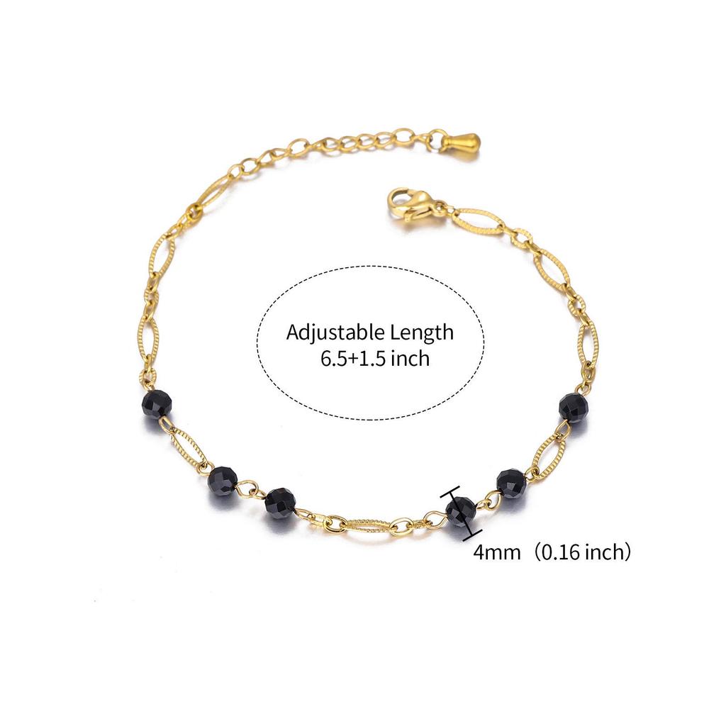 JUSTOP European & American Beaded Bracelet with Natural Stone and 18K Gold Plating