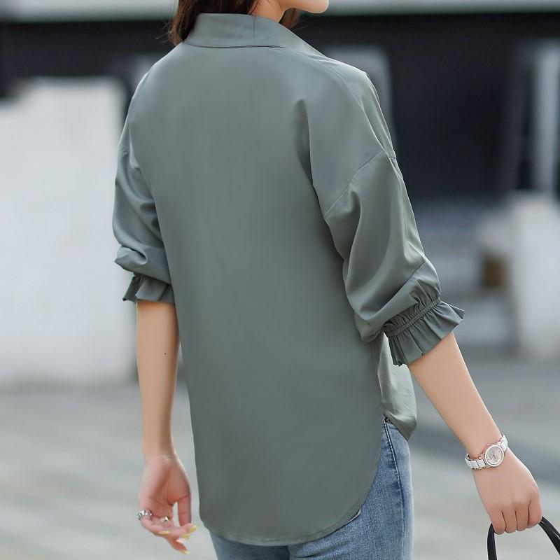 Summer loose women's shirt Korean version solid color slim fit women's shirt half sleeved thin breathable top women's outdoor wear