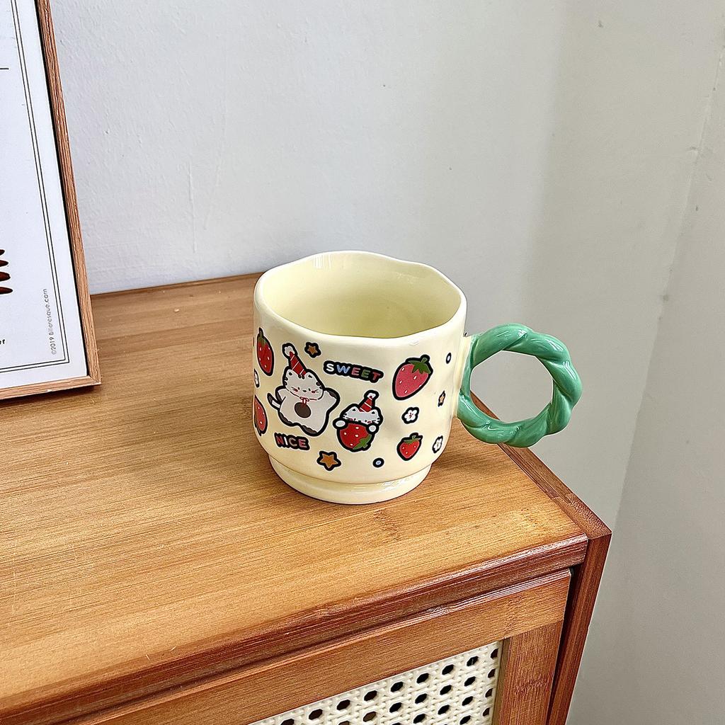 Cute Cartoon Doodle Style Ceramic Cup Household Mug Creative Souvenir Opening Birthday Gift Water Cup Women