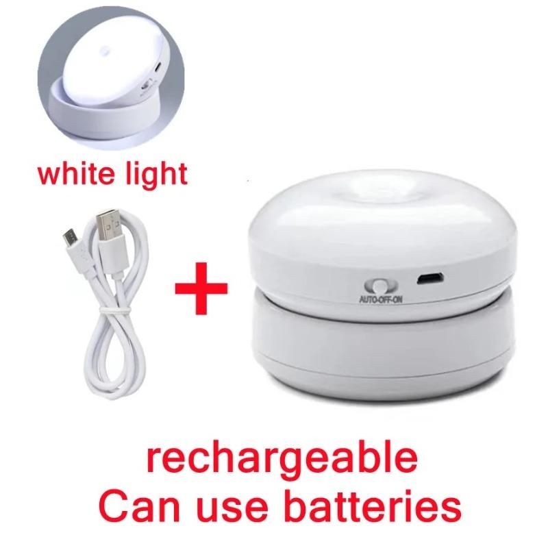 LED Night Light Wireless Motion USB Charging Cabinet Night Lamp Bedside Table For Bedroom Home Closet Sensor Round Lights