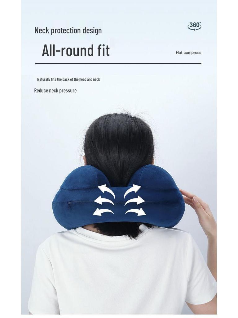 U-förmiges Reise-Nackenkissen - Zum Aufblasen drücken, Tragbare Stütze für Flüge und Geschäftsreisen