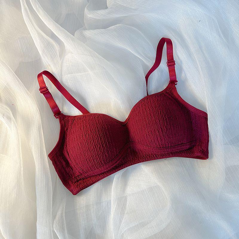 

Women s Gathering Gathering and Slimming Underwear Soft Wire-free Shaping Teenage Bra with Padded Cups 32/70 червоний