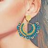 Handmade Ethnic Fan-Shaped Beaded Earrings - Unique, Light Luxury Style for Women