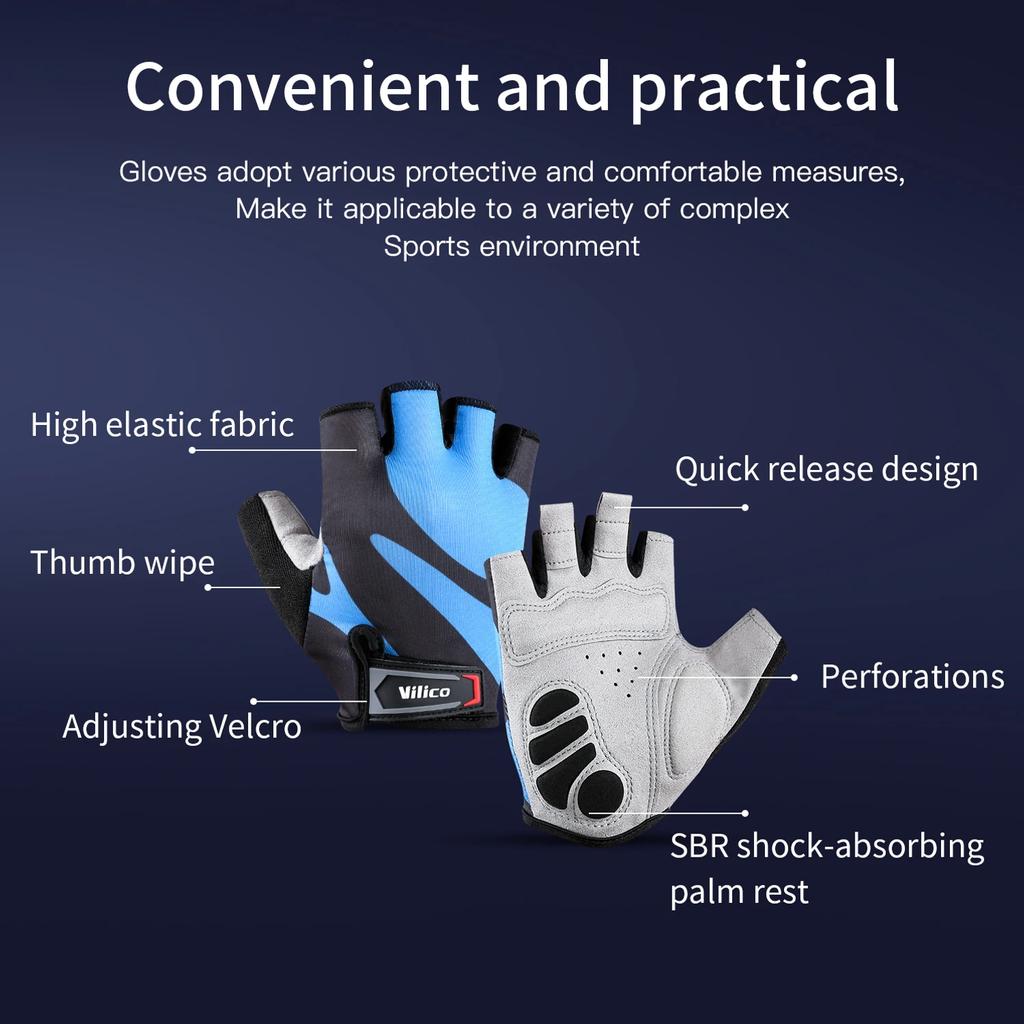 Cycling Gloves Half Finger Breathable Anti-Slip Shock Absorbing Lightweight for Road Mountain Bike Outdoor Sports Men Women