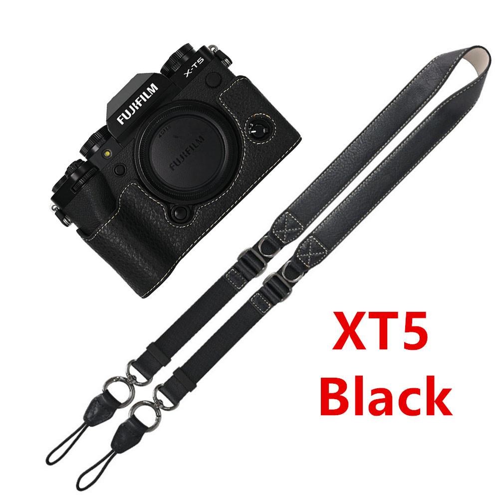 Litchi Skin PU Leather Half Case for Fujifilm Fuji XT50 XS10 XS20 XT30 XT30II XT20 XT10 XT5 XM5 Battery Opening Cover With Strap