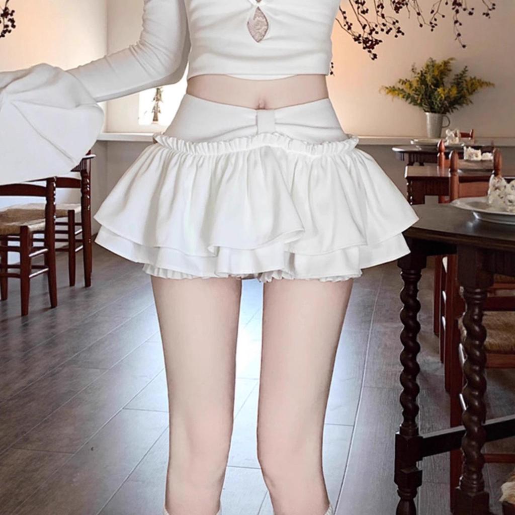 White Puffy A-line High Waist Ballet Style Mini Skirt for Women - Summer 2025 Design