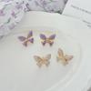 Sweet color butterfly earrings temperament light luxury small fresh versatile earrings butterfly purple exquisite niche