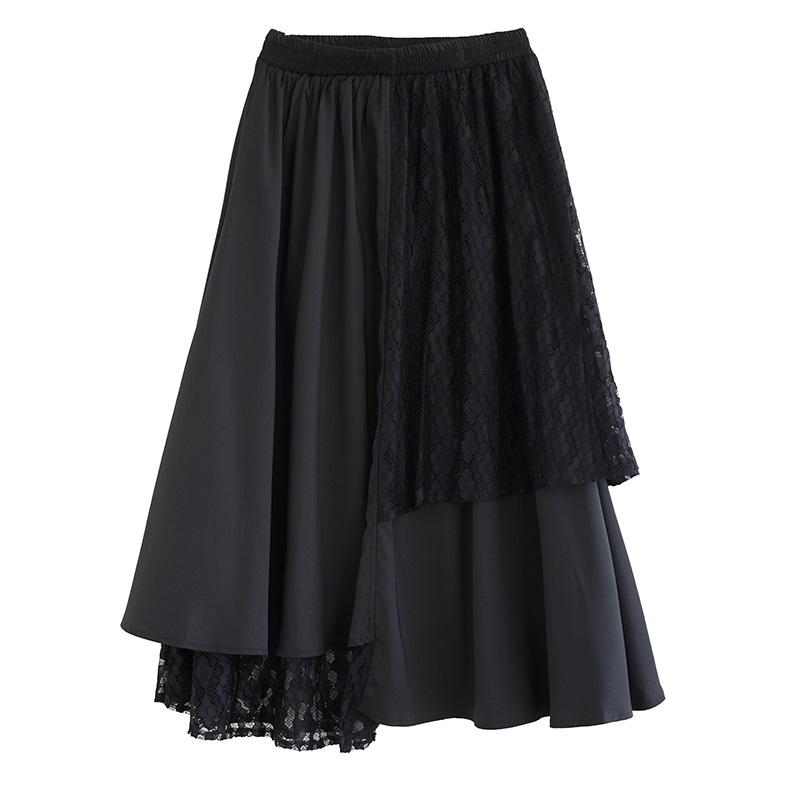 Black Plus Size High Waist Vintage Spring Summer Casual Loose Long for Woman Skirts Womens Skirt