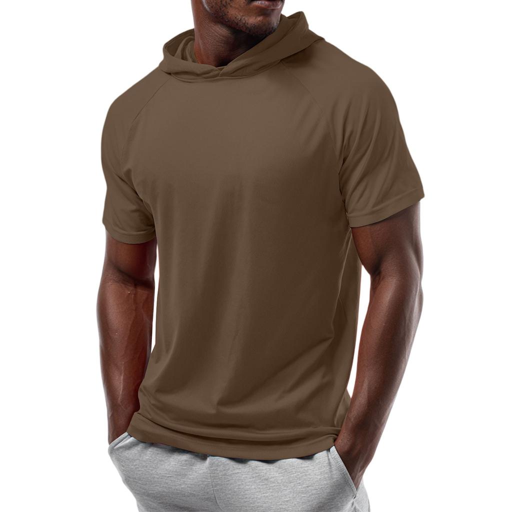 Men's Straight Shoulder Short-sleeved Hoodie T-shirt Sweatshirt