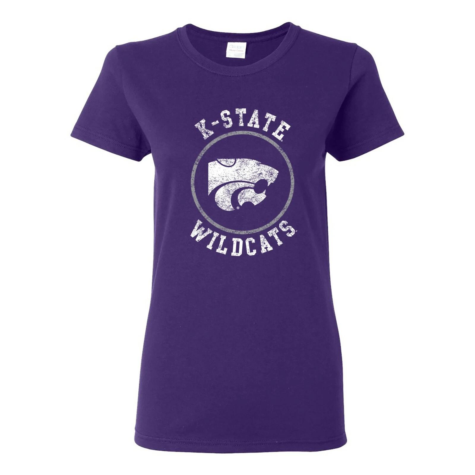 Kansas State Wildcats Distressed Circle Logo Womens T-Shirt - Purple S