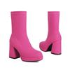 Damen Chunky Heel Quadratische Zehenpartie Knöchelhohe Stiefel Größe 40-47 Weite Passform Elegante Niedrig geschnittene Samtstiefel Herbst
