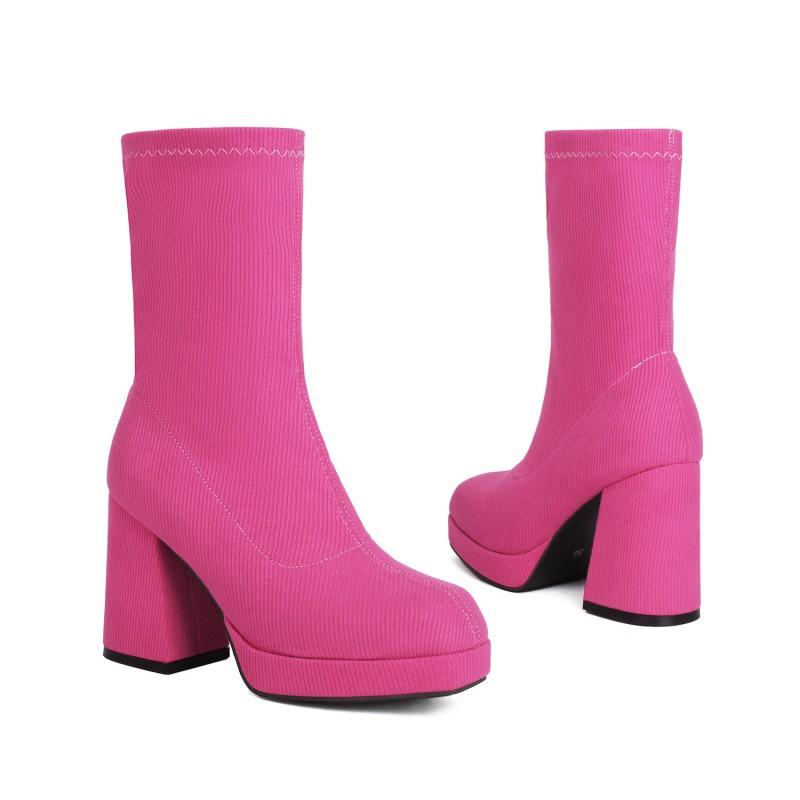 Damen Chunky Heel Quadratische Zehenpartie Knöchelhohe Stiefel Größe 40-47 Weite Passform Elegante Niedrig geschnittene Samtstiefel Herbst