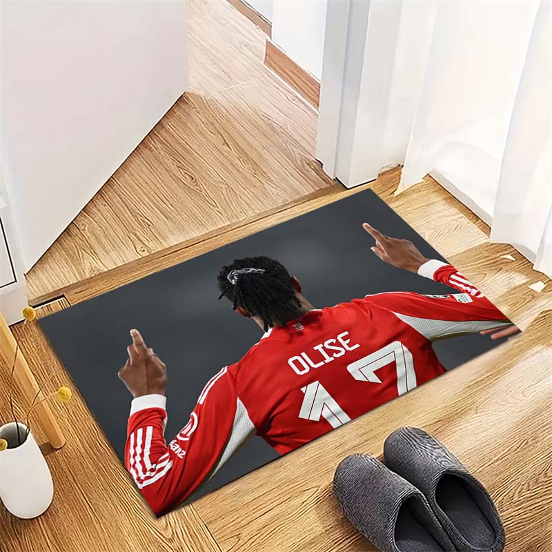 Michael Olise Bayern Munich No.17 Back View Area Rug, Non Slip Floor Mat for Living Room Bedroom Soccer Fan Decor