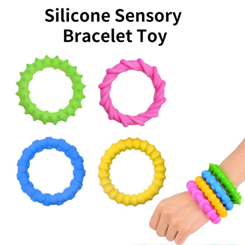 Sensory Texture Bracelets 4Pieces Calming Toy Wristband for Children and Adult with Attention Needs Antistress Accessory
