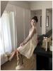 Women's Niche Lace Camisole Dress, Spring 2026 - New Slimming A-line Mini Skirt with Drawstring for Layering and Style.