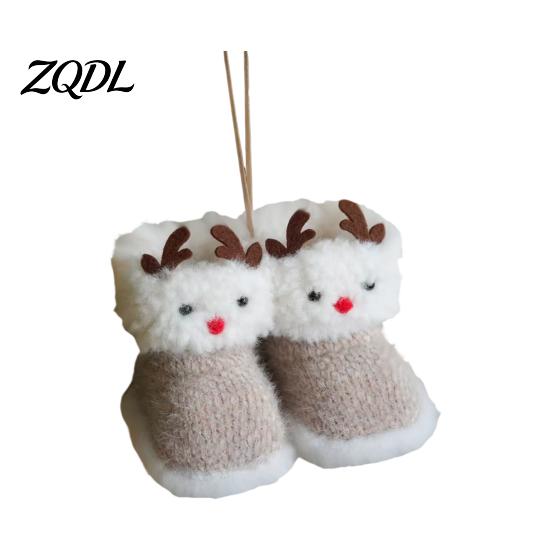 Holiday Stocking Gift Tag Soft Plush Christmas Boot Ornament, Decorative Knitted Tree Hanging Ornament Pendant for Xmas Tree, Party Decor Kids Sock