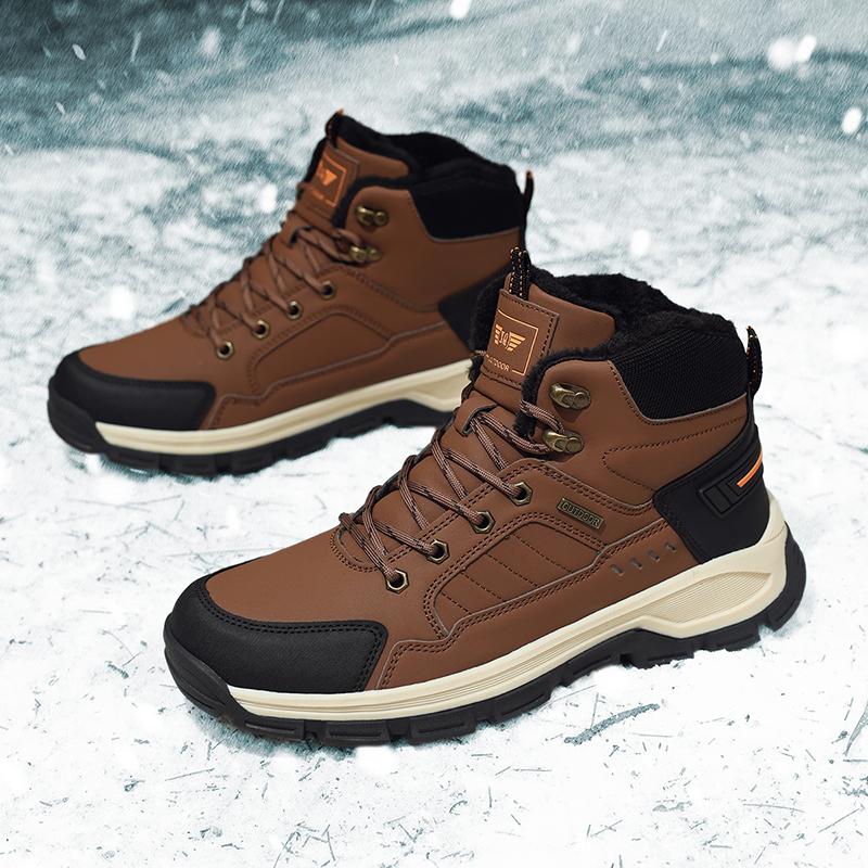 

High-top Men s Casual Sneakers Snow Boots Durable Warm Popular Autumn Winter Trendy fashi Autumn Outdoor Men Hiking Boots 39 темно-коричневого