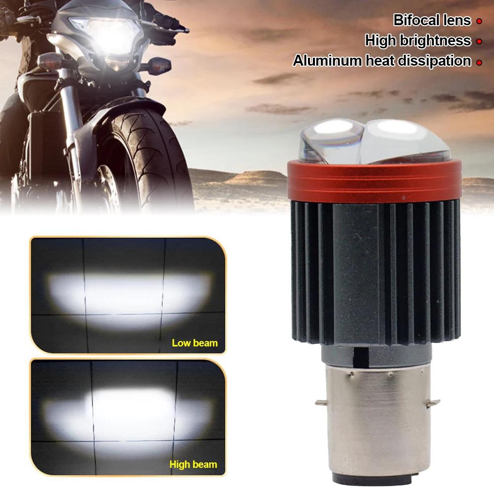 12V-80V Motorcycle led Headlight BA20D Strobe Dual-Lens Projector Headlight IP67 Waterpoof Focused Beam DRL Light White Yellow