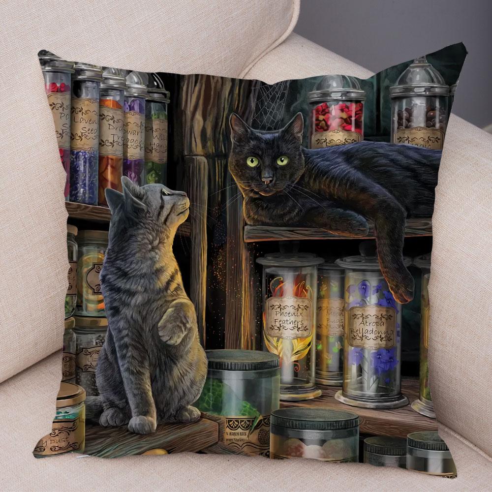 Pet Cartoon Animal Pillowcase Sofa Home Car Pillowcase Cute Watercolor Cat Cushion Cover Decoration