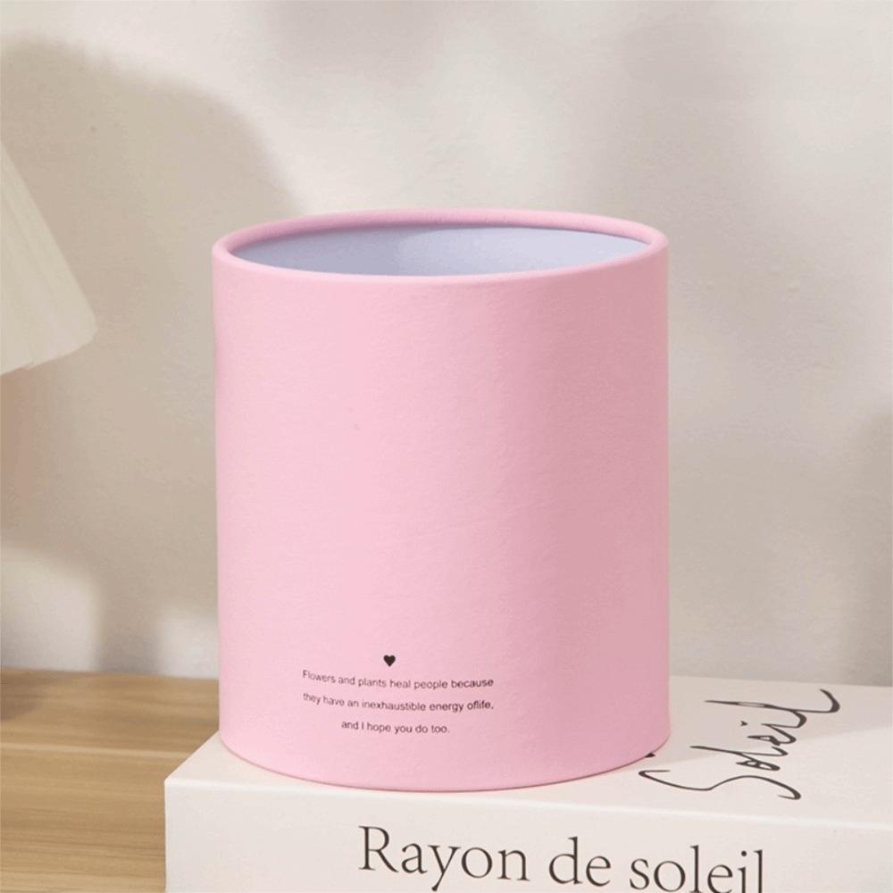 New Rose Flower Gift Box Round Solid Color Gift Packaging Paper Box Bouquet Storage Flower Arrangement Bucket Valentine's Day