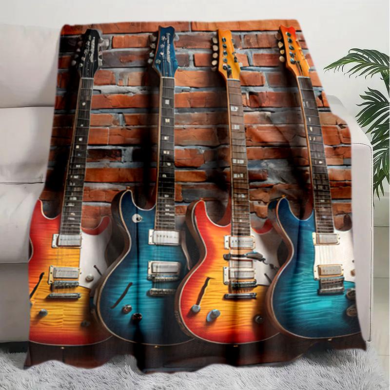 

1PC Electric guitar printed blanket, all season lightweight home office outdoor nap multifunctional blanket A3 80cm x 120cm