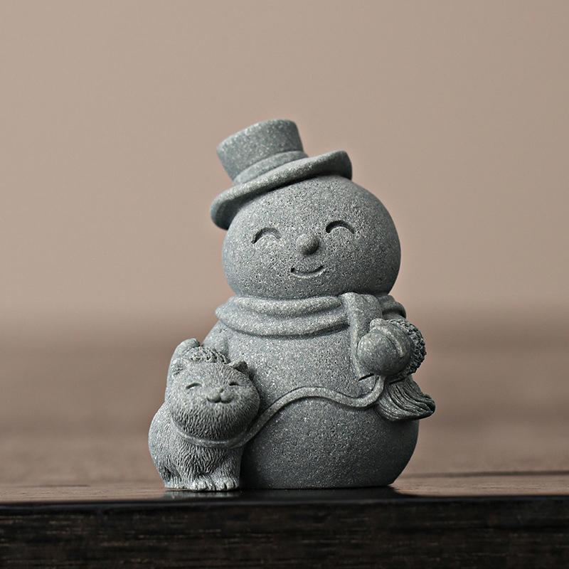 Песчаник Санта-Клаус Снеговик скульптуры и фигурки Милый Дом Комната Офис Автомобиль украшение аксессуары Рождество маленький подарок