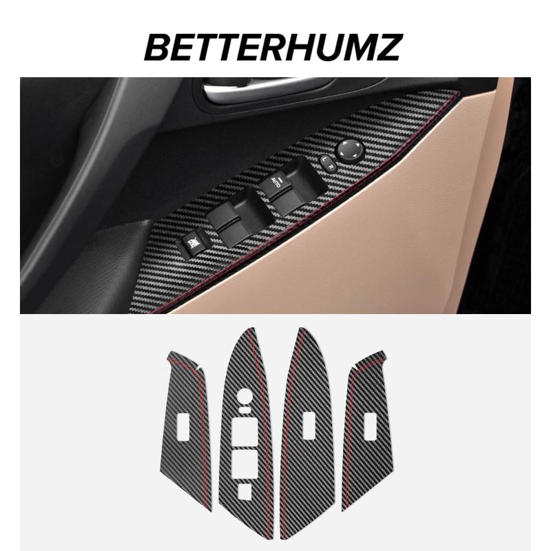 For Mazda 3 Axela 2010-2013 Made of Alcantara Carbon Fiber Door Window Switch Trim Sticker Tuning Car Interior Accessories