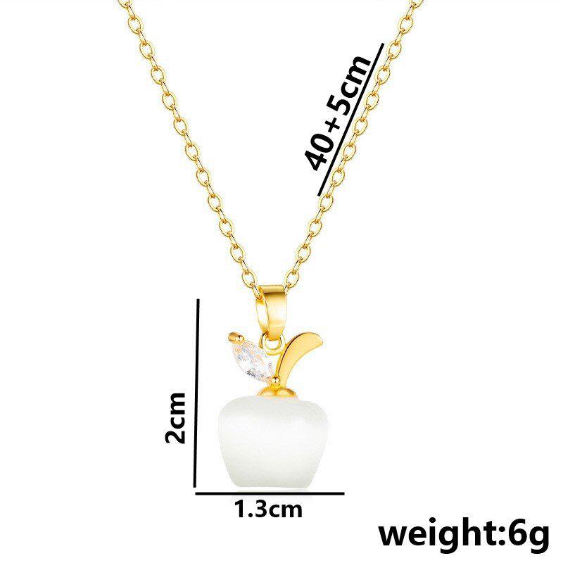 Auspicious Apple Cat's Eye Stone Diamond Necklace: Christmas Light Luxury, Titanium Steel, Non-Fading Clavicle Chain for Women
