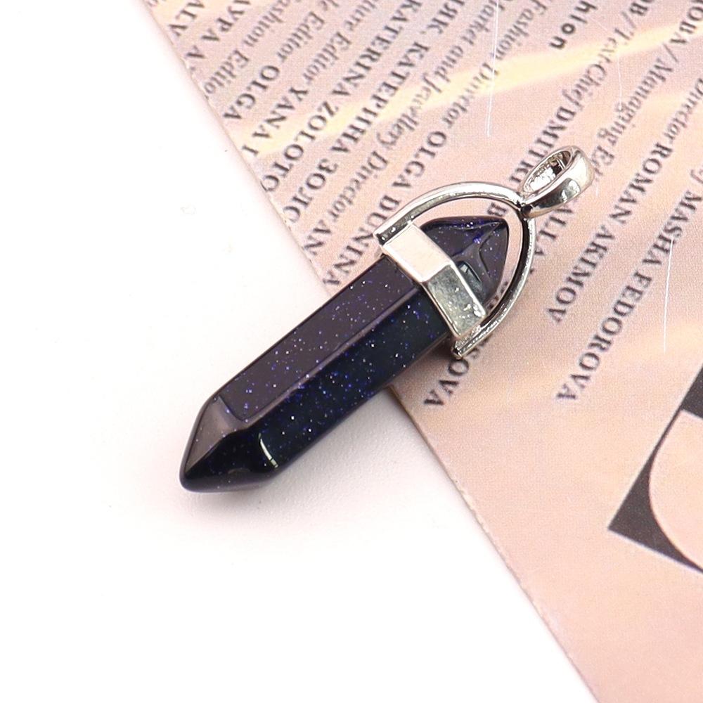 Hexagonal Column Natural Amethyst Powder Crystal Winding Hexagonal Column Pendant Handmade Bullet Necklace Jewelry N788