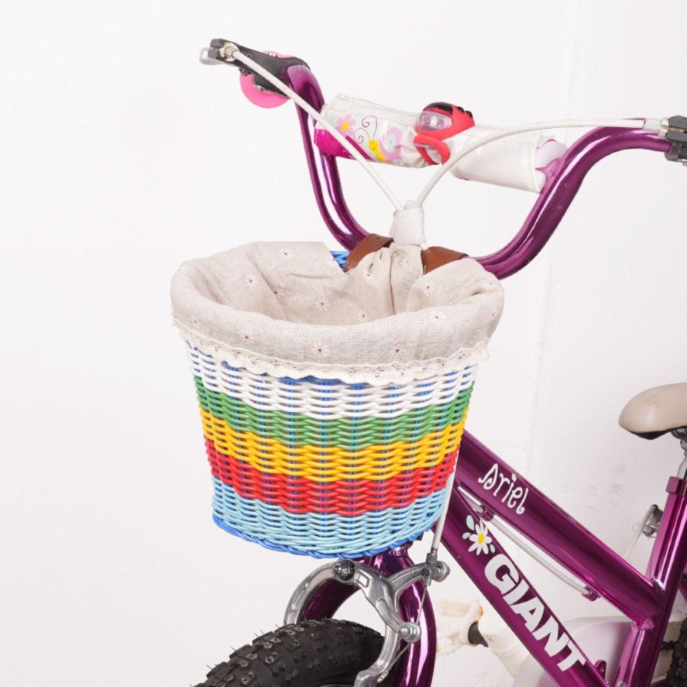 Colorful Bike Woven Baskets Handwoven Tiny Tricycle Baskets Decoration Rattan Storage Basket  Girls