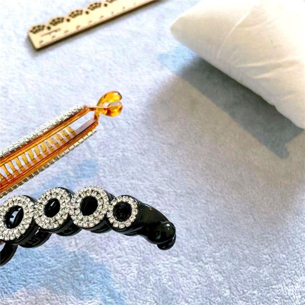 Hairpin Rhinestone Banana Clip Ponytail Holder Vertical Clip Sweet Bowknot Hair Clip Girls