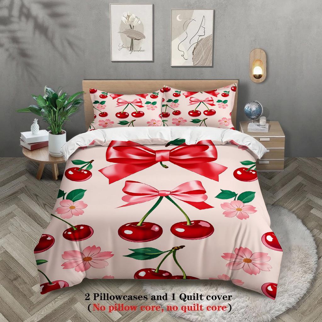 White Pink Duvet Cover Not Included Comforter 3D Printed Cartoon Fruit 3pcs Single Szie Bedding Sets Gifts For Student Dormitory