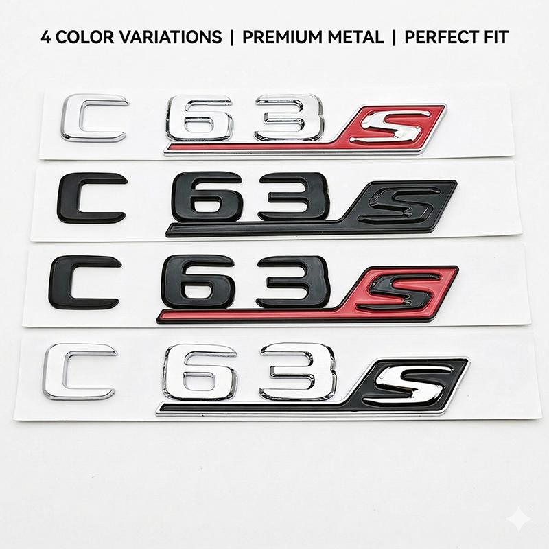 3D C63S Letters Rear Trunk Badge Emblem Decal For Benz W205 C Class C63 S AMG Car Styling Accessories Gloss Black Chrome