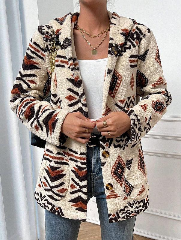 

Кардиган свитер с капюшоном с леопардовым принтом Осень/Зима 2025 - Европейский и американский стиль S слоновая кость/белый
