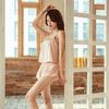 Satin Camisole Pajamas Top and Bottom Open Cropped Sexy Underwear Set, Back, Cami, Shorts, Women's Nightwear, Loungewear, Sleepwear, Lingerie,