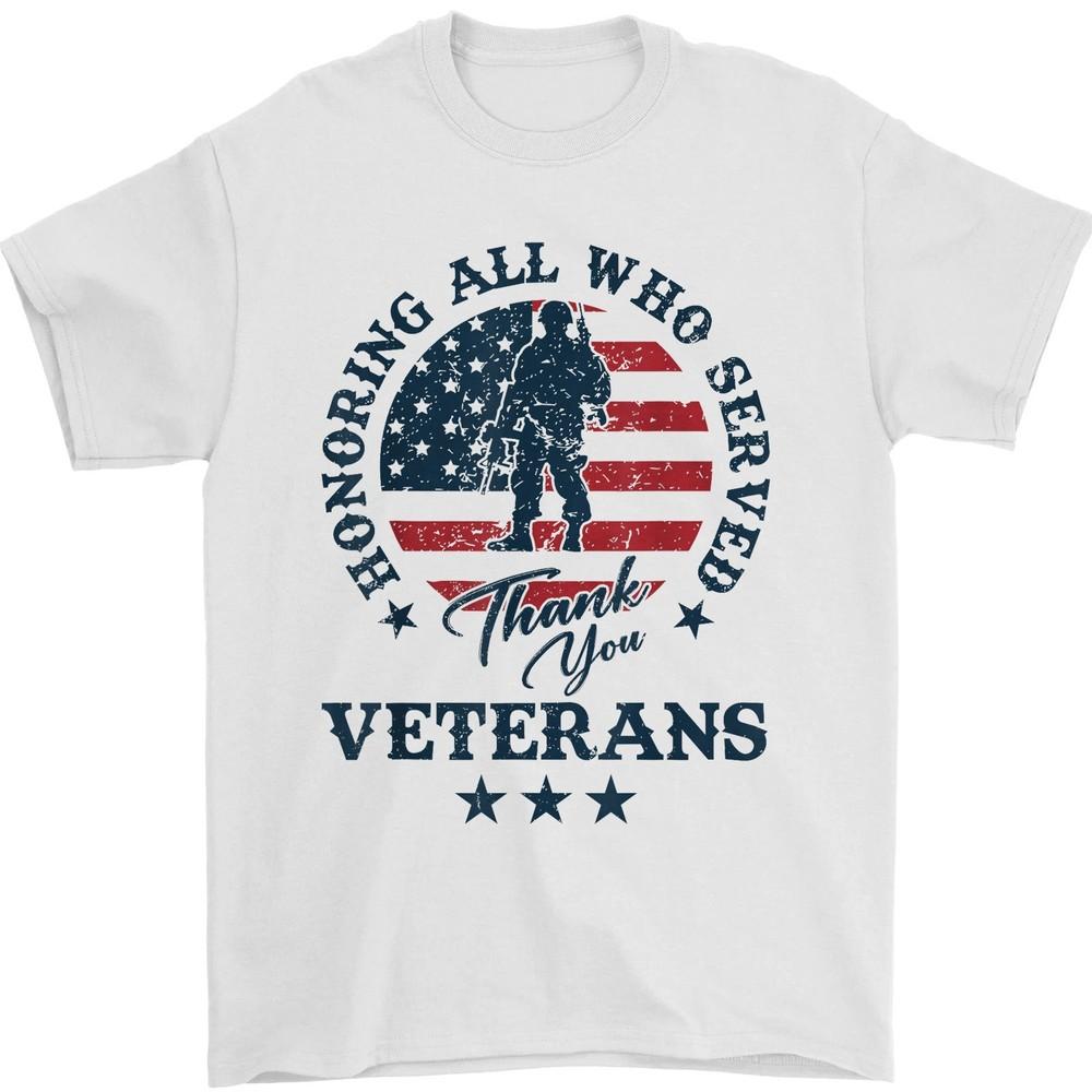 

Honoring All Who Served Thank You Veterans Day American Flag Proud Family Shirt L