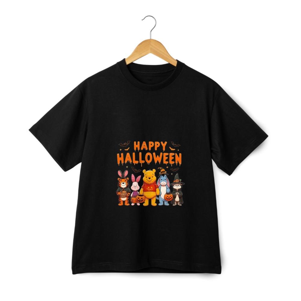 Winnie Pooh Friends Halloween Graphic T-Shirt – Cute Cartoon Streetwear Tee