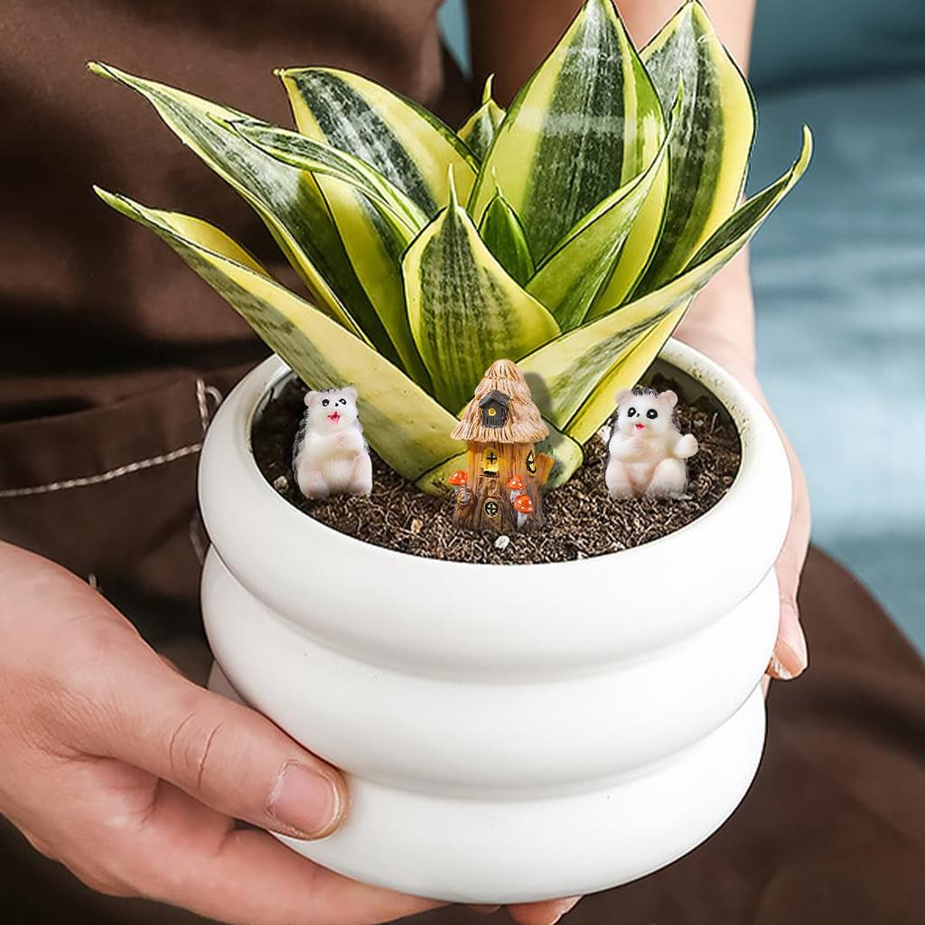 Voyyphixa Miniature Animal Set of and Rabbit Cute Decorative Micro Landscapes for Bonsai and Mini Scenery Collections 10, Hedgehog, Squirrel,
