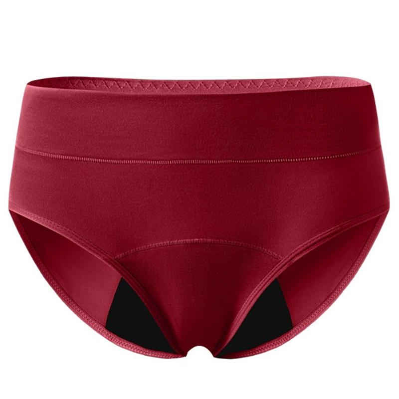 Women's Mid-waist Solid Color Menstrual Briefs Leak-proof Period Pants Breathable Absorbent Crotch Sanitary Panties