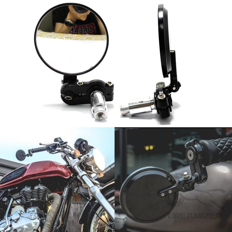 Espelhos Retrovisores de Motocicleta Universais de 7/8" Dobráveis para Ponta de Guidão para Honda Suzuki Yamaha Cafe Race Bobber Lado do Guidão