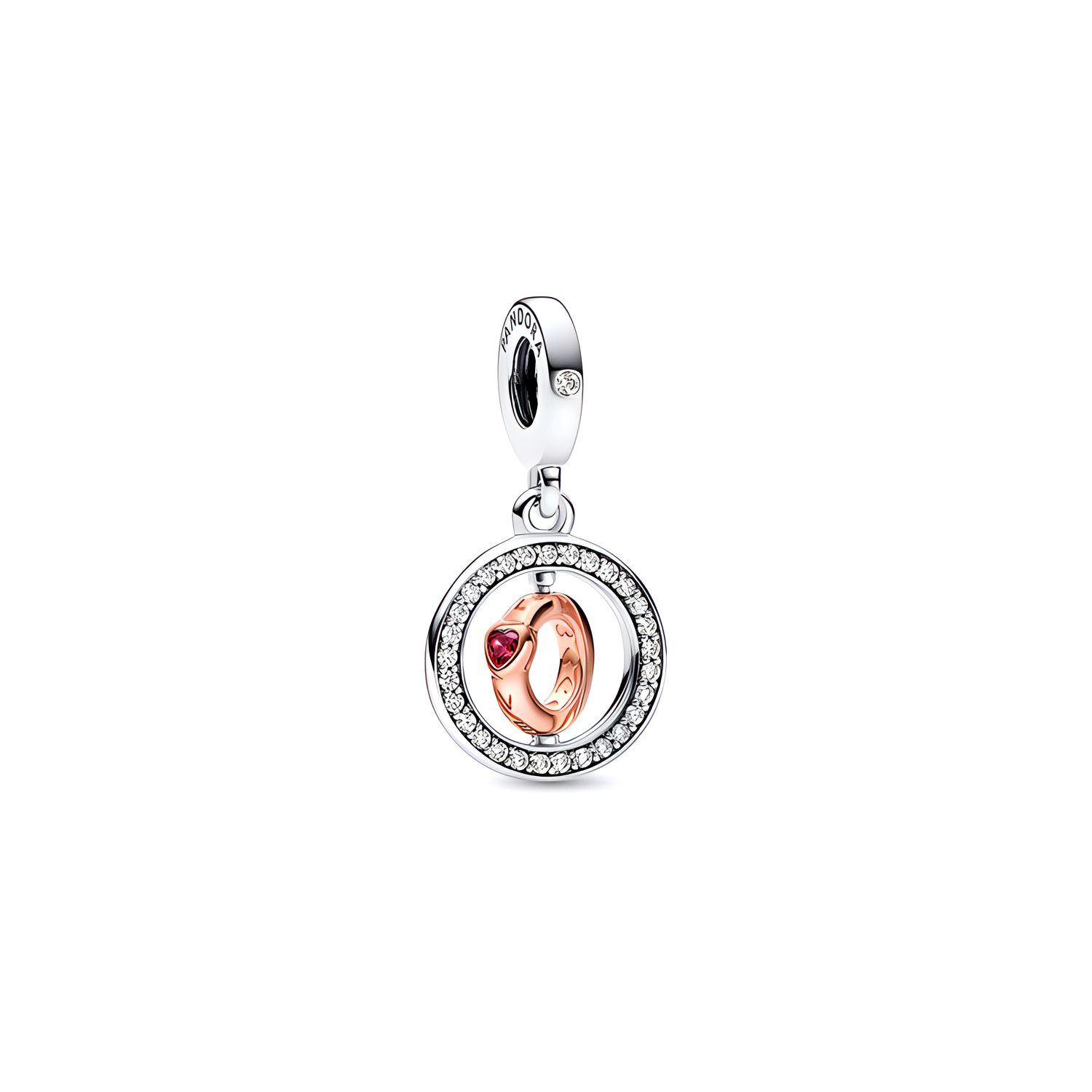 Pandora Love Series 14K Rose Gold Plated Rotating Pendant Men pendant Silver 782600C01 Silver