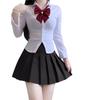 Skirt JK Ribbon M [Wuzfully] Girls' Uniform, Cute, Innocent, Cosplay, Student, Uniform, Included, 3-Piece Set, Costume, Black,