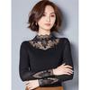 Hollow Out kobiety styl wiosenny i jesienny koronkowe bluzki koszule Casual z długim rękawem Patchwork łączone golfem Blusas topy