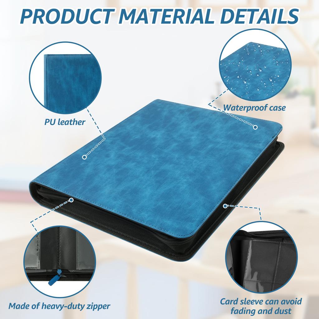 PU Leather nine grid Trading Card Album Large Capacity Zipper Closure Card Collection Album Storage Case for Storage