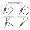 Adjustable Stainless Steel Wire Lock Device for Chandelier Pendant and Safety Hook with Indicator Tag and Load-Bearing Buckle Accessories