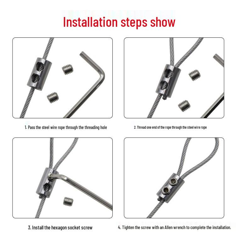 Adjustable Stainless Steel Wire Lock Device for Chandelier Pendant and Safety Hook with Indicator Tag and Load-Bearing Buckle Accessories